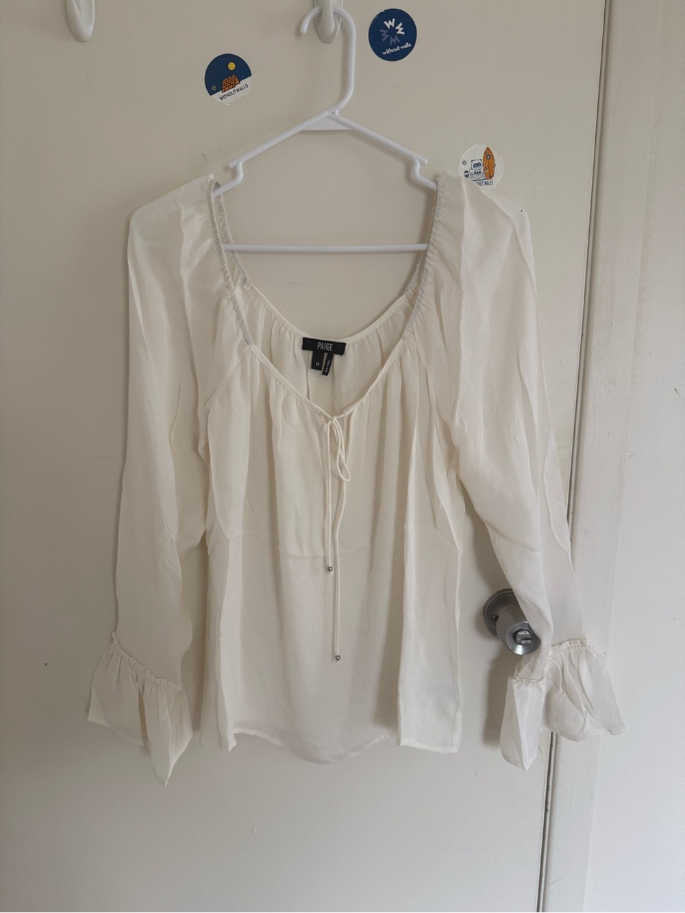 New PAIGE 100% silk Flared Sleeve Marisole Blouse Size M